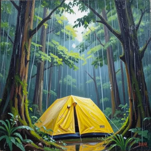 Rainforest and yellow tent cover art